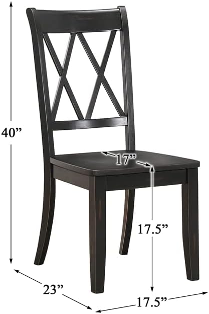 Lexicon Janina Dining Room Chairs Set of 2, Modern Farmhouse Dining Chairs Set of 2, Solid Wood, X Cross Back, for Traditional Modern Ranch Style Kitchen, Armless, Easy Assembly, Black