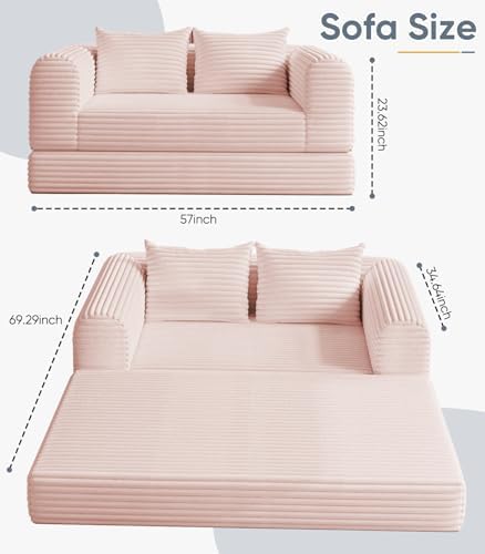 Versatile 2 in 1 Boneless Armchair Chaise Lounge Chair Indoor, Convertible Sleeper Chairs Couch Folding Sofa Bed Oversized Comfy Futon Floor Sofa BeanBag for Reading Nook Living Room Bedroom