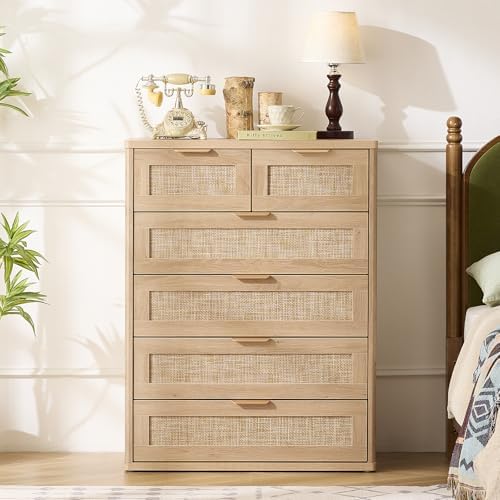 LEYAOYAO Rattan Dresser for Bedroom, 41" Tall Chest of Drawers
