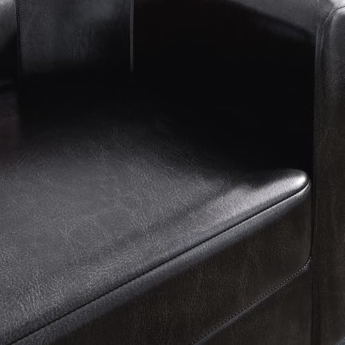 BELLEZE Accent Barrel Chair, Set of 2 Faux Leather Round Club Tub Sofa Corner Chair with Flared Legs and Cozy Soft Padding for Living Room Bedroom Waiting Room - Black