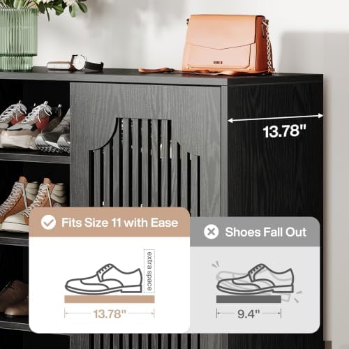 Tribesigns Shoe Cabinet with 2 Doors & Adjustable Shelves, 5-Tier (Black)
