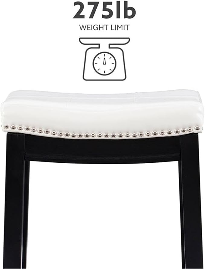 Linon Claridge Patches Counter Stool, 26-Inch, White