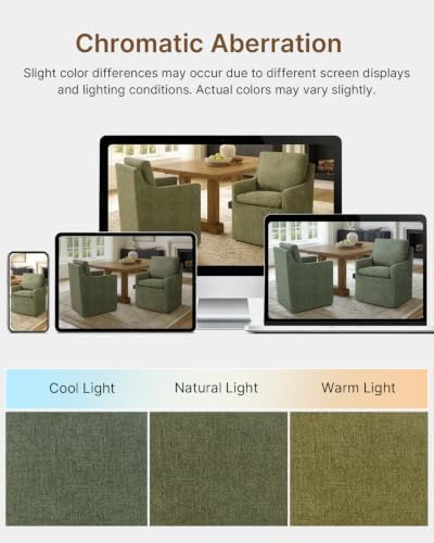 KISLOT Upholstered Dining Chairs Set of 2 with Casters, Green