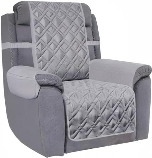 Ameritex Waterproof Nonslip Recliner Cover Stay in Place, Dog Chair Cover Furniture Protector, Ideal Recliner Slipcovers for Pets and Kids (Light Grey, 30'')