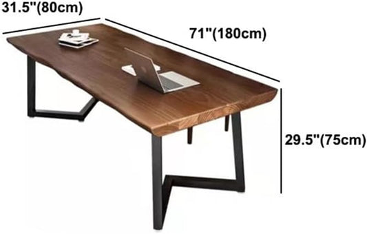 LAKIQ Solid Wood Home Office Writing Desk Industrial Rectangular Dining Table Farmhouse Home Working Table Desktop Computer Desk Home Writing Table-Table Only(70.9" L x 31.5" W x 29.5" H)