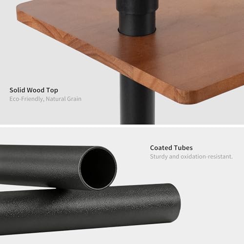 Rolling Side Table with Wheels, End Table, Natural Solid Wood