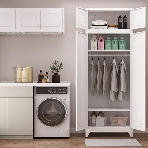 Armoire Wardrobe Closet with Hanging Rod and 2 Adjustable Shelves