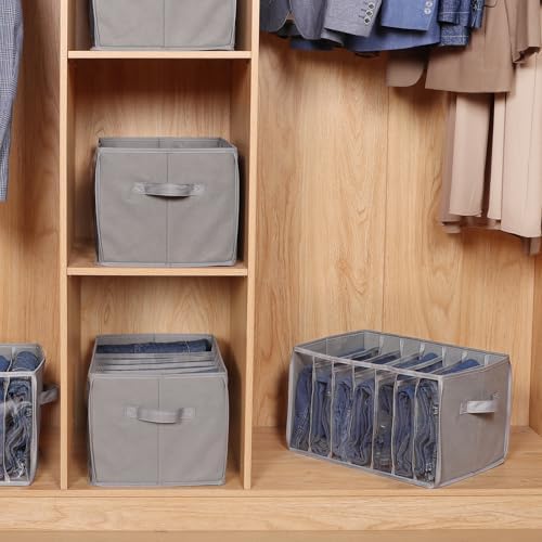 Wardrobe Clothes Organizer Jeans Organizer for Closet, Grey, 6 Pack