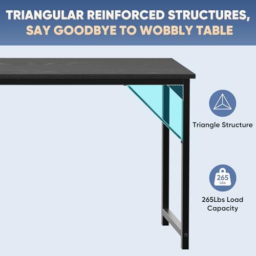 DUMOS 63 Inch Computer Desk, Home Office Gaming Desks for Bedroom, Black