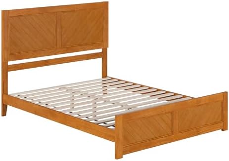 AFI, Berkshire Queen Solid Wood Low Profile Platform Bed with Matching Footboard, Light Toffee