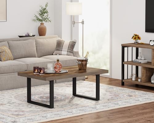 IBF Farmhouse Wood Coffee Table for Living Room, Rustic Oak, 47 Inch