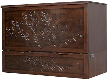 Mega Solutions Botanica Murphy Cabinet Chest Bed with Charging Station 8 Inch (Wenge, Queen)