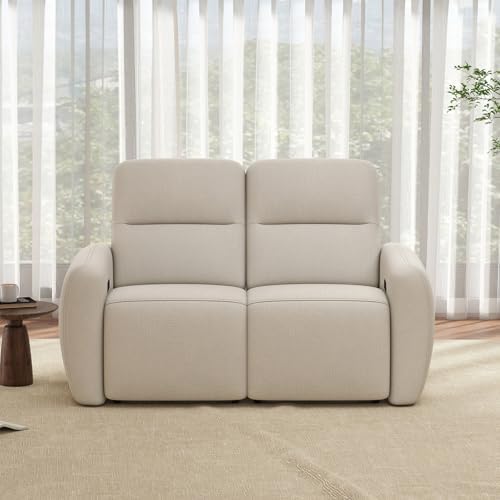 Bonzy Home Power Recliner Loveseat Sofa, Overstuffed Reclining Couch with USB and Type-c Charge Ports, Recliner Love Seat Couches for Living Room, Home Theater, RV (Beige, Fabric)