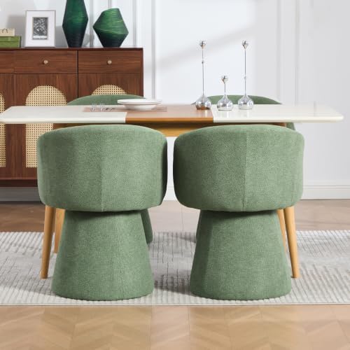 Swivel Barrel Dining Chairs Set of 2 with Back and Arm, Green