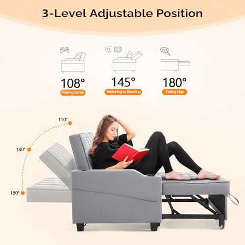VINGLI Convertible Loveseat Sleeper Sofa Bed, Pullout Couch for Living Room