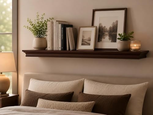 AHDECOR Floating Shelves Wall Mounted, Deeper Wall Storage Shelf for Home Décor, Super Sturdy, Easy to Install, 36” Wide, 7.75” Deep, Espresso Brown