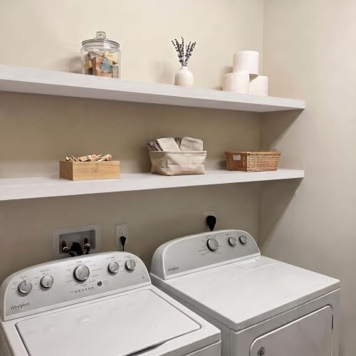 56" W×8" D Floating Shelves for Wall (Set of 2, White Wood Grain)