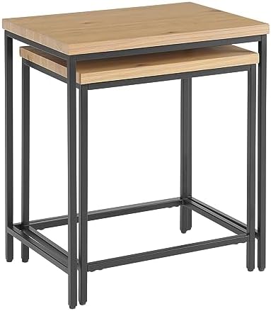 Lavish Home Nesting Tables, Oak, Set of 2, 21”x15”x24”/19”x14”x21”