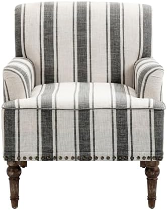 Stripe Accent Chairs Set of 2, Fabric Upholstered Armchair, Black