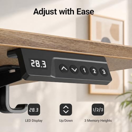 Claiks 55 x 24 Inch Rustic Brown Electric Standing Desk