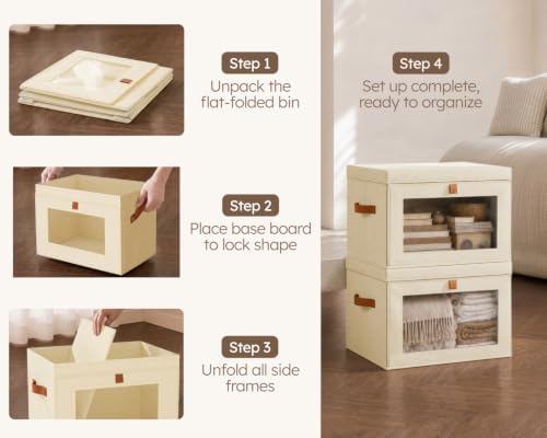 Storage Bins with Lids - Closet Organizer with Front Opening
