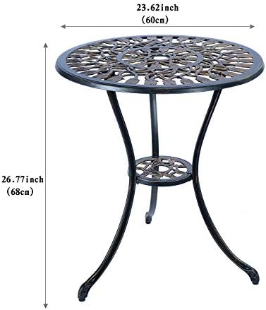 C/G 3 Piece Bistro Set,Outdoor Patio Set,Anti-Rust Cast Aluminum Bistro Table Set for Park Yard Front Porch Furniture(Antique Copper)