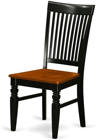 East West Furniture WEC-BCH-W Weston Dining Chairs - Slat Back Wooden Seat Chairs, Set of 2, Black & Cherry