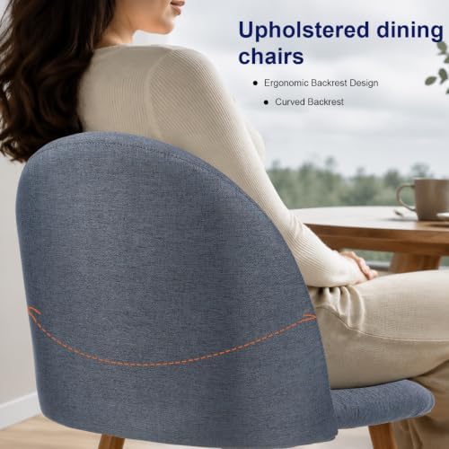 Lightdot Dining Chairs Set of 2, Linen Fabric Upholstered Kitchen Chairs
