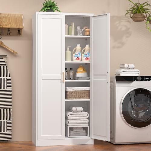 71" Tall Metal Kitchen Pantry Cabinet, Storage Cabinet with Doors
