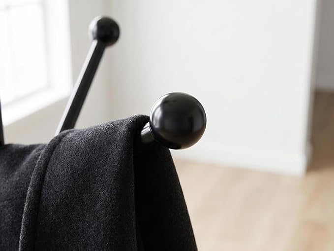 12 Hooks Metal Coat Rack Freestanding Coat Tree with Marble Base, Heavy Duty Coat Rack Stand for Clothes Hats Bags, Coat Hanger Stand for Corner Entryway Bedroom Office (Black)