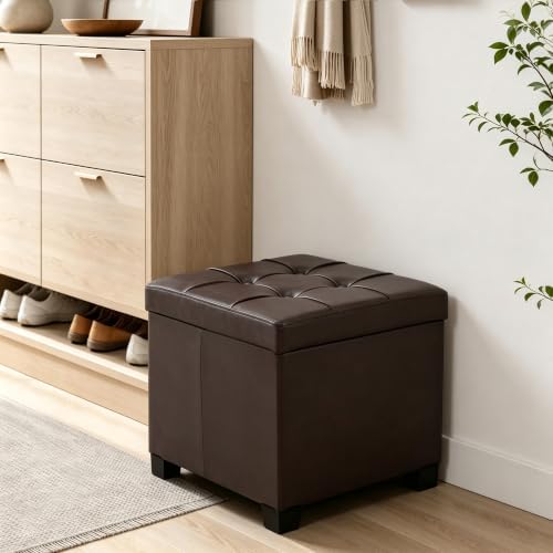 CAROLMADE 17.7" Square Storage Ottoman with Coffee Table