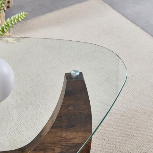 Btrpily Wooden Coffee Table, 42.1 * 28.7 * 15.7inch (Brown, Triangle)