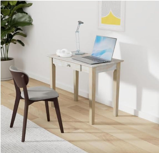 Unfinished Solid Parawood Writing Table 36"W x 20"D x 30"H, Eco-Friendly Home Office Desk with Drawer, Paint or Stain It Your Way, Reception Desk, School Desk, Office Furniture for Small Spaces