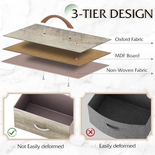 WLIVE 8 Drawer Fabric Dresser for Bedroom, Tall Storage Tower, Greige