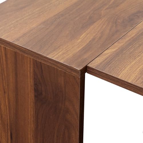 118.5'' Extendable Wood Dining Table for 8-12, Modern Rectangle Multifunctional Dining Kitchen Table Console Table for Living Room Home Office, Easy Assembly, Walnut