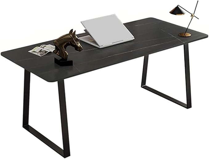 LAKIQ Modern Stone Writing Desk Home Office Working Table Desktop Computer Desk Home Writing Table-Table Only(Gold,51.2" L x 27.6" W x 29.5" H)