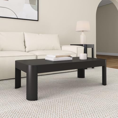 Plank+Beam Contour Coffee Table, 48 Inch, Rectangular, Black
