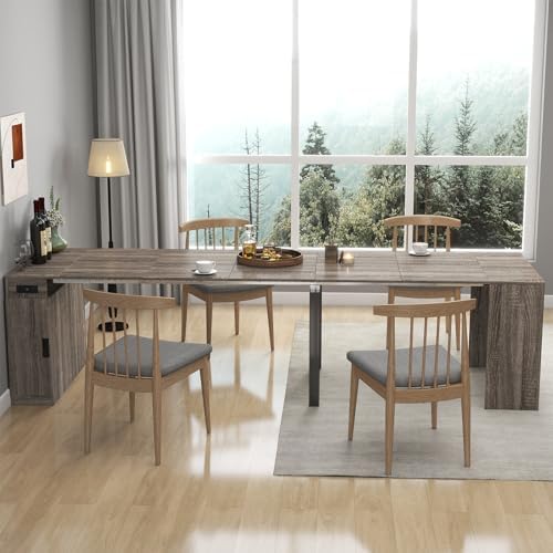 Extendable Dining Room Table with USB & AC for up to 11 People Barnwood