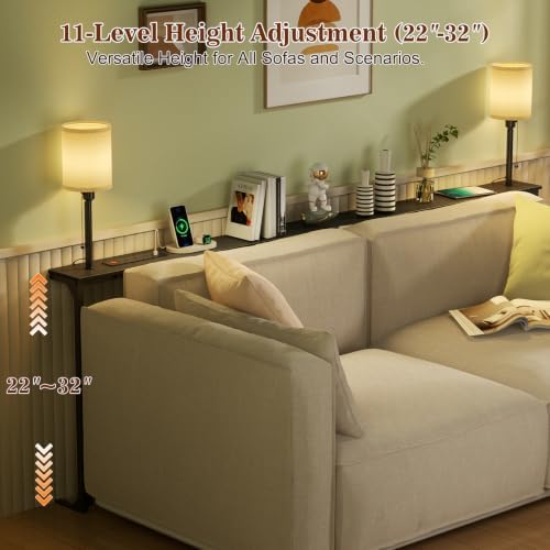 78.8" Sofa Tables Narrow Long with Lights & Charging Station - 4 AC outlets