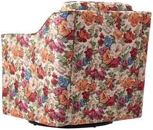 Swivel Accent Chairs Set of 2, Floral Armchair in Fabric, Beige