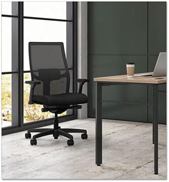 HON Ignition 2.0 Mid‑Back Ergonomic Office Chair, Mesh Task Seating with Lumbar Support, Advanced Synchro‑Tilt, Height and Width Adjustable Arms, Black Frame, Black