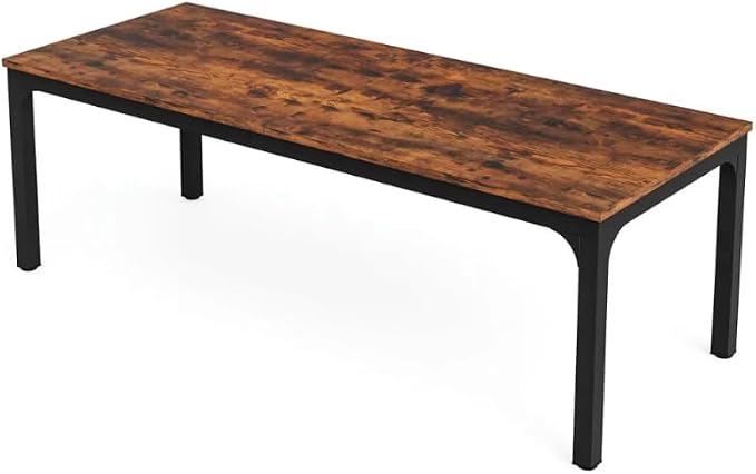 Practical Computer Desk,Rectangle Conference Table,Executive Desk(Only Table) (Black + Rustic Brown + MDF+Iron)