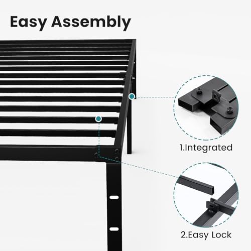 Sweetcrispy King Bed Frame, Metal Slats Platform Bed Frame, 12 Inch