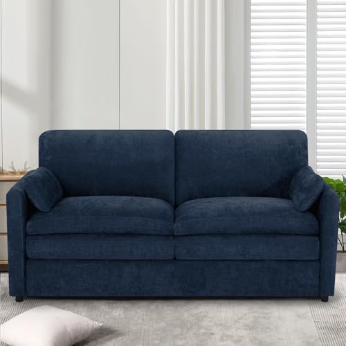69" Chenille Modern Couch with Cozy & Soft Backrests, Blue