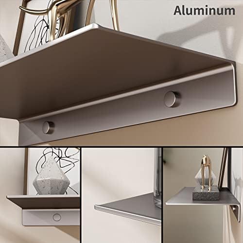 16 inch Gray Floating Shelf for Wall Organizer & Storage, Display Shelf, Metal Wall Shelf for Bathroom, Living Room, Kitchen, Bedroom
