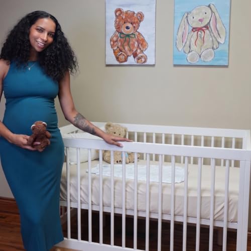 dadada Bliss Solid Wood 4-in-1 Convertible Baby Crib, White/Natural