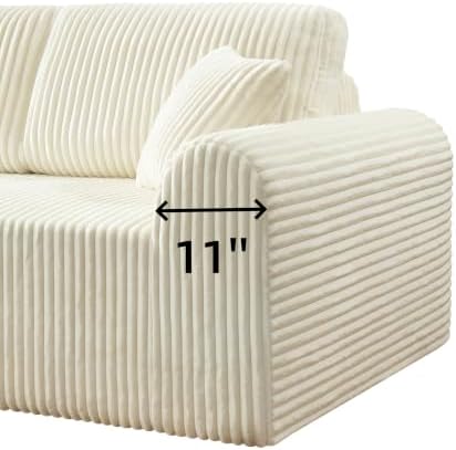 109" White Oversized Sectional Boneless Deep Seat Couch. Left Face Chaise