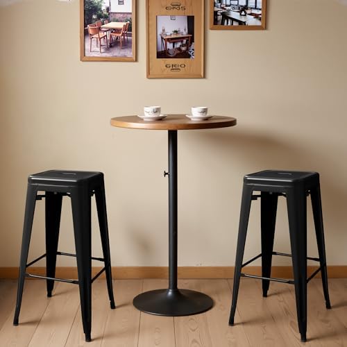 Furmax 30'' Metal Bar Stools Set of 4, Stackable for Indoor Outdoor, Black