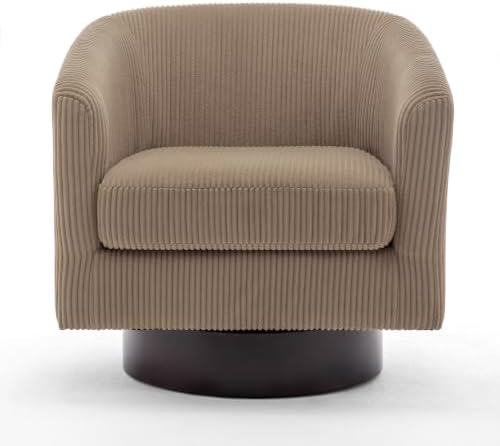 Swivel Barrel Chair, Corduroy Accent Chair, Camel