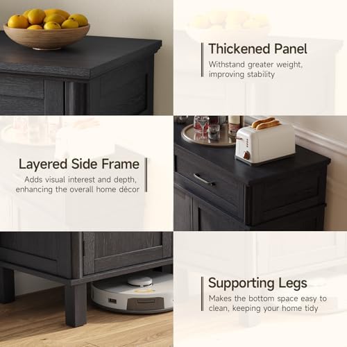 48 Inch Sideboard Buffet Cabinet with Storage,Black